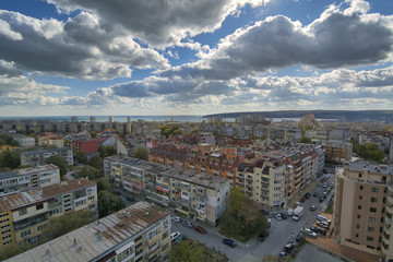 Seascape of Varna, downtown of Varna aerial view.
