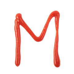 Single letter made of sauce isolated