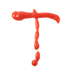 Naklejka premium Single letter made of sauce isolated