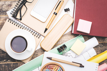 Desk with white smartphone