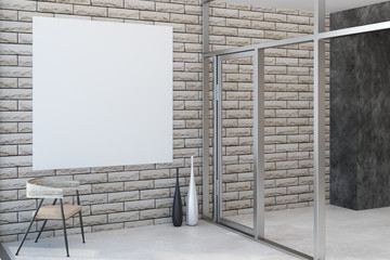 Brick interior with empty banner