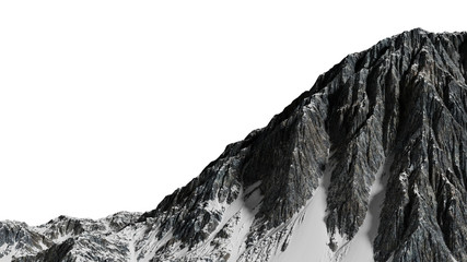beautiful mountain peak with snow isolated on white background with empty space - obrazy, fototapety, plakaty