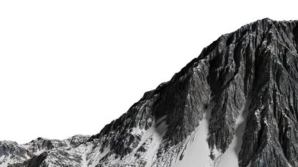 Foto op Plexiglas beautiful mountain peak with snow isolated on white background with empty space © dottedyeti