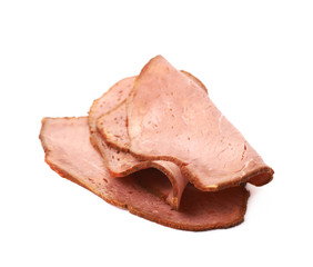 Sliced smoked ham meat isolated