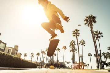 Skater boy on the street in Los angeles