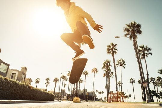Skater boy on the street in Los angeles