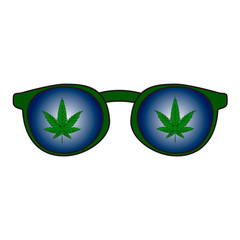 Rastaman sunglasses with the reflection of marijuana leaves. Vector illustration.