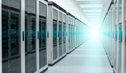 Server room data center interior 3D rendering