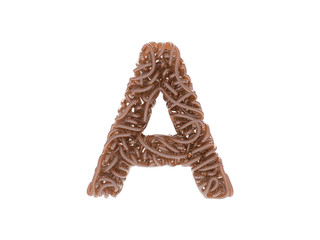 Abstract alphabet. Worms font. Letter A