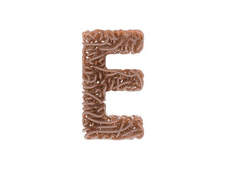 Abstract alphabet. Worms font. Letter E