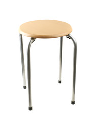 Wooden and metal stool isolated