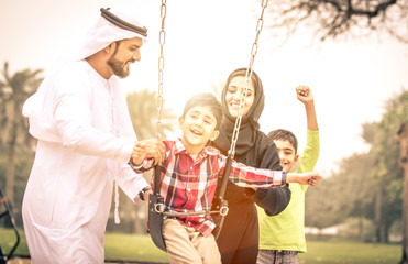 Arabian family portrait in the park