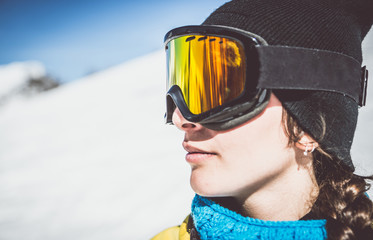 Snowboarder watching landscape