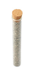 Herbal spices in a glass vial isolated