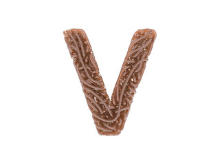 Abstract alphabet. Worms font. Letter V