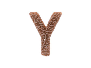 Abstract alphabet. Worms font. Letter Y