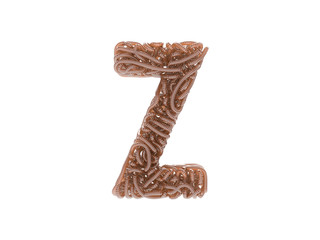 Abstract alphabet. Worms font. Letter Z