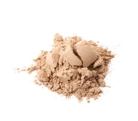 Pile of cocoa protein powder isolated