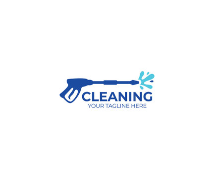 Pressure washing logo template. Cleaning vector design. Tools illustration