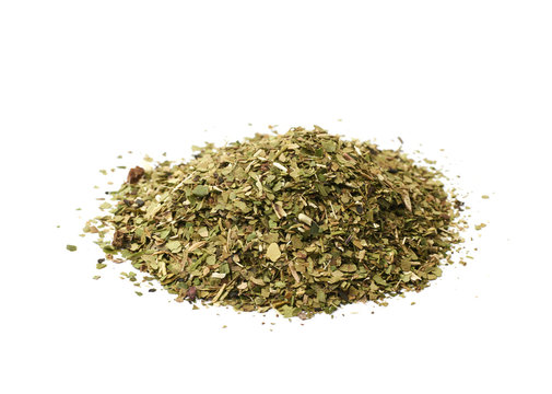 Pile of mate tea leaves isolated