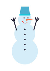 Snowman Winter Character, Vector Illustration