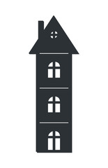 Multi Storey House Black Silhouette Isolated Icon