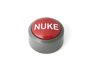 Red Circular Push Button Labeled 'Nuke' on White Background