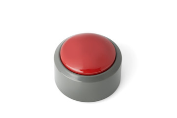 Red Circular Push Button Isolated on White Background