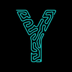 Sci-fi abstract alphbet.Cyberpunk. Tron font. Letter Y
