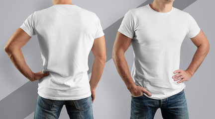  Mockup  for the design of clothes. Young man, front view and back,