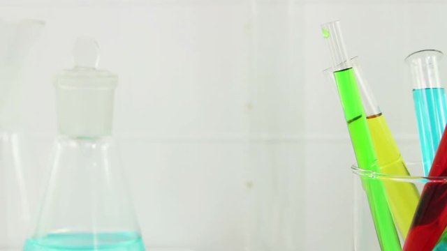 Microscope and chamical glass in lab