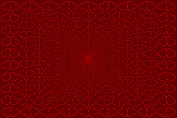 Two hearts - vector pattern - red pattern on a red background