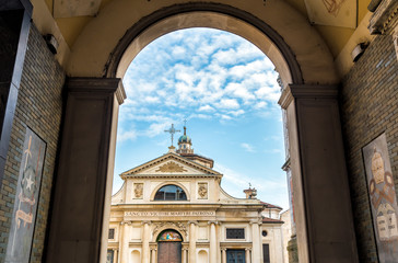 View of Romanesque Basilica of San Vittore church in Varese, Italy
