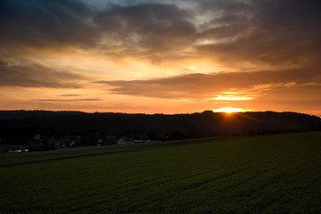 Naklejka na ściany i meble Sonnenuntergang im Mittelgebirge