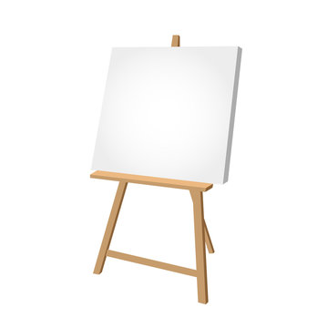 Simple easel on white background - artist workplace