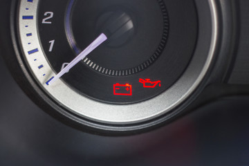 Screen symbols battery warning light in-car dashboard 