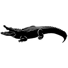 Vector image of a crocodile silhouette with an open mouth on a white background