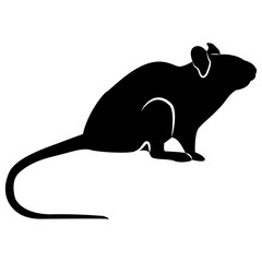 Vector image of a silhouette of a rat on a white background