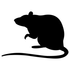Vector image of a silhouette of a rat on a white background