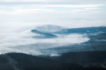 cloudy winter hills in north Hungary