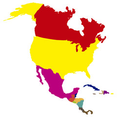 Obraz premium Political map of North America