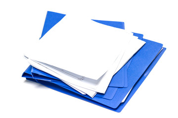 file folder with documents and documents. retention of contracts. isolated white 