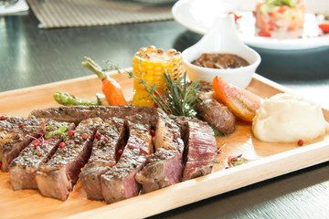 Tomahawk Beef steak with vegetable and sauce