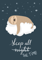 Sleeping sloth poster © zsooofija