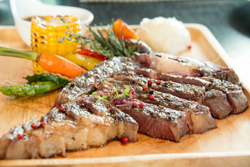 Tomahawk Beef steak with vegetable and sauce