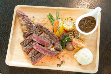 Tomahawk Beef steak with vegetable and sauce