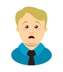 Shoked overweight young man. Vector illustration.