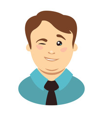 Overweight man winks. Vector illustration