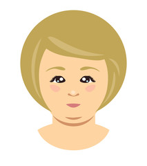 Blonde overweight woman face. Vector