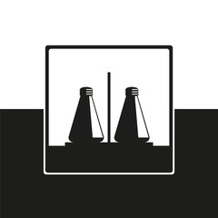 Pepper and salt shaker. Vector icon in black and white form.
